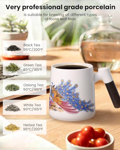 Aspirex HK 13.5oz Ceramic Tea Mug with Lid&Porcelain Infuser,Loose Leaf Cup — view 5