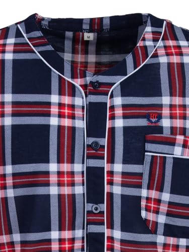 Camisón de manga larga para hombre en tartán de mezcla de algodón 4