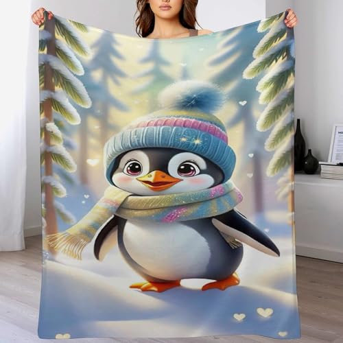 Couverture pingouin mignon couverture duveteuse douce plaid canapé-lit - 2