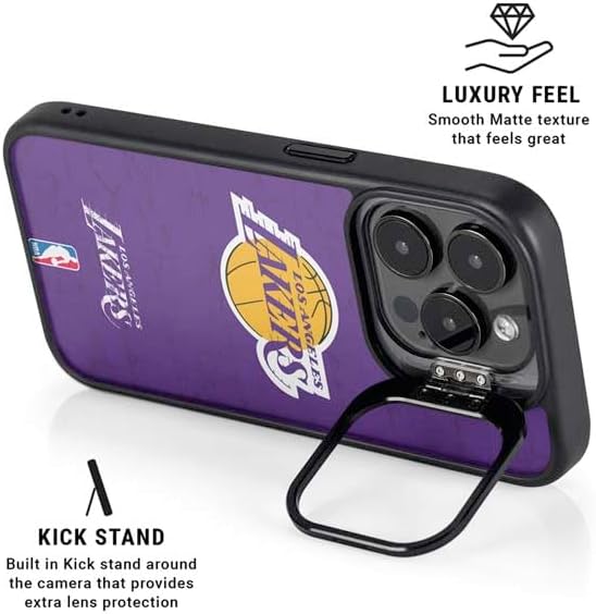 Skinit Kickstand Phone Case Compatible with iPhone 16 Pro - Officially Licensed NBA Los Angeles Lakers Purple Primary Logo Design
