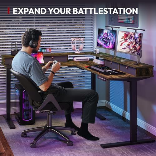 Image of SANODESK 63x55 Electric L-Shaped Corner Standing Desk with 4 Drawers