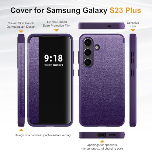 Coque Samsung S23 Plus fine pour éviter les rayures d'écran grâce au rabat violet 360