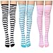Chalier 3 Pairs Womens Long Striped Socks Over Knee Thigh High Socks Stocking