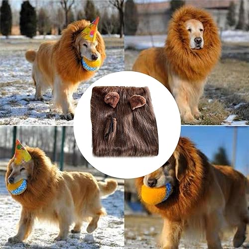 fantasia animal estimação,Juba leão realista com cauda cabelo engraçado fantasia cachorro - Acessóri