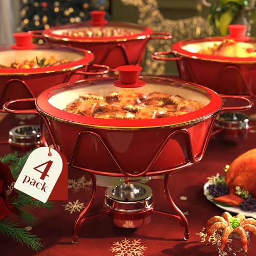 Chafing Dishes for Buffet 4 Pack Water-Free Heating