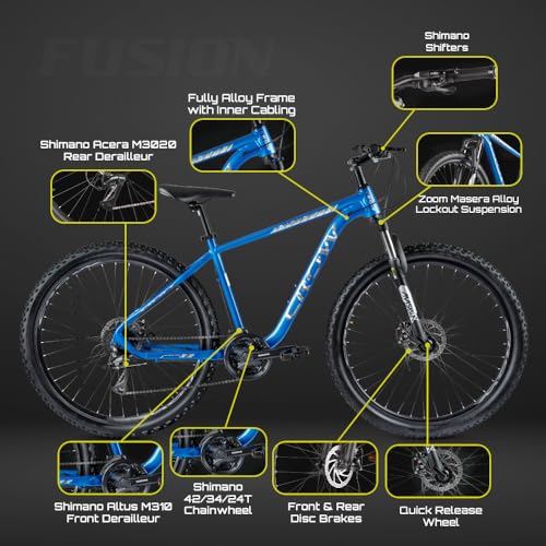 Image of CROW - Fusion | 6061 Light Weight Alloy Frame | 24 Speed Shimano Powered | Zoom Lockout Suspension | 29 inch T MTB