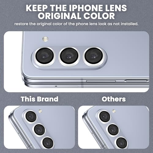 Image of FIRST MART Silver Camera Ring Guard Protector for Samsung Galaxy Z Fold 5 | Tempered Glass with Metal Alloy Rings, HD Clear, Scratch Resistant, Case-Friendly | Pack of 1