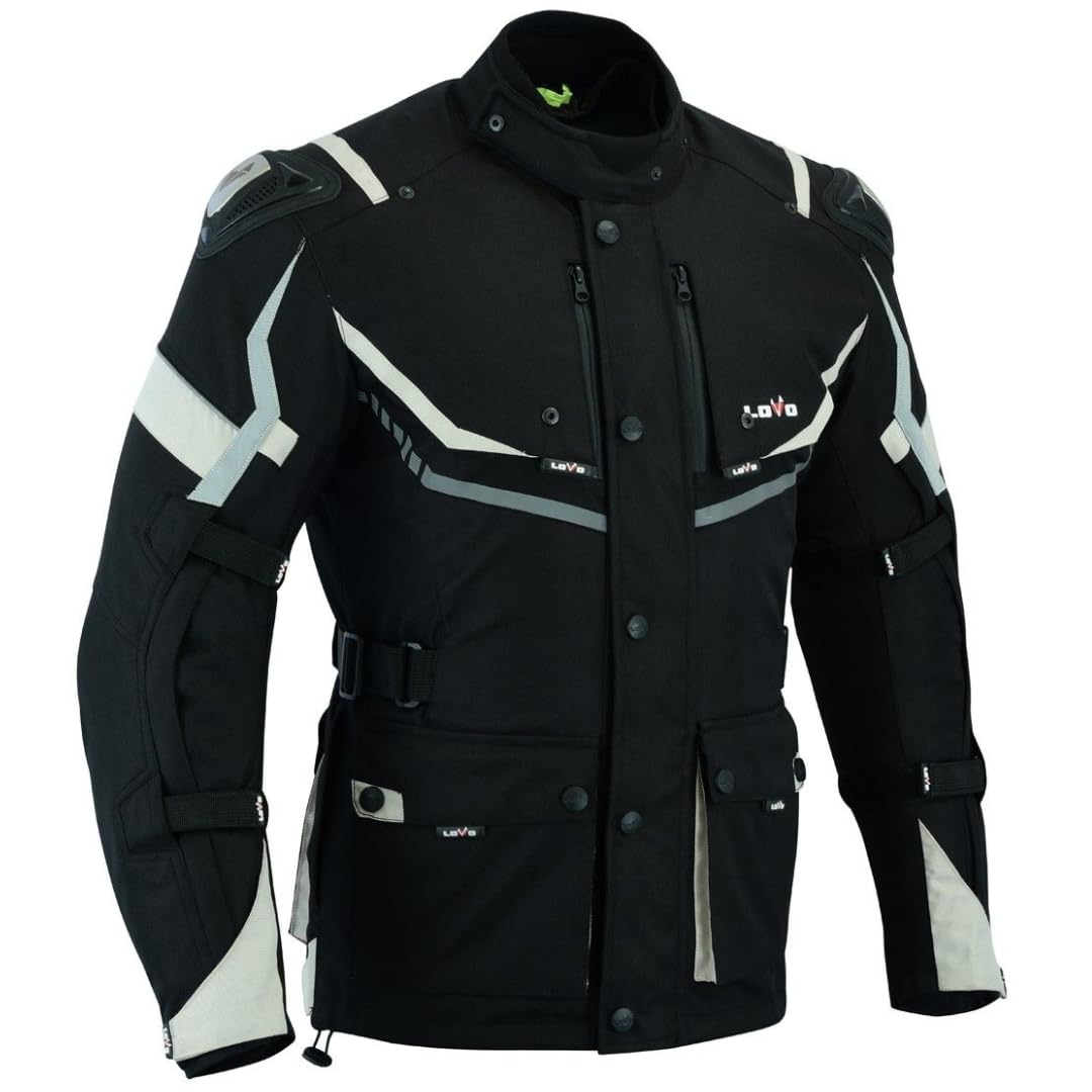 LOVO - Chaqueta Moto Tricapa 4 Estaciones Hombre - Chaqueta Moto Hombre con Protecciones para Verano e Invierno - Pensada para Ciudad, Carretera y Aventura - Cazadora Moto de Longitud 3/4