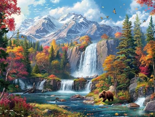 Ours Diamond Painting Automne 5D : Toile Haute Définition et Strass Brillants Album S2-419