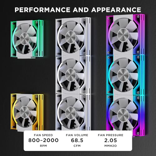 Image of Interstellar V3 120mm PC Case Fan Infinity Mirror Module Daisy-Chain 120mm RGB PWM Fan Triple Pack Suitable for Computer Case & 360mm AIO Cooler(White-3Pack