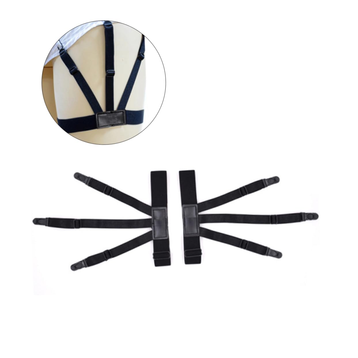 Healeved Adjustable Wrinkle Shirt Garters for Men Women Elastic Nylon Shirt Tuck Suspenders Durable Non Slip Clip Holders Classic Black