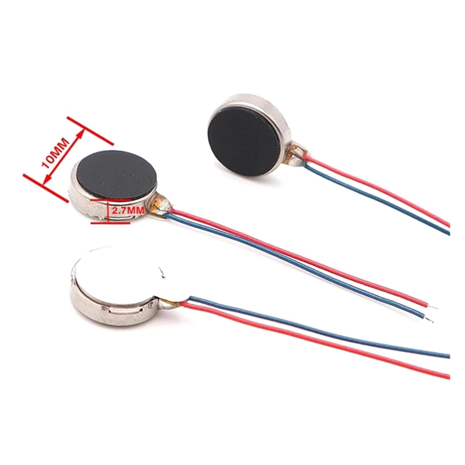 10Pcs/Lot Vibration Electronic Starter DC 3V 12000rpm Flat Coin Button-Type DC Vibrating Electronic Starter for Mobile Cell Phone Pager Tablet(10x2mm)