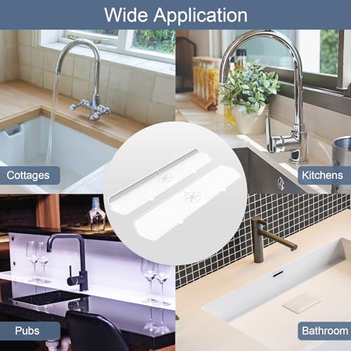 Image of Faucet Guard - 90 Foldable Draining Mat for Kitchen Sink with 2 Drain Ports, White, 24 inch*5.66 inch