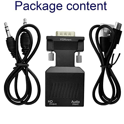 OcioDual Aktiv VGA Buchse zu HDMI Stecker Adapter mit Audio Kabel Video Full HD 1080p 720p Konverter für Laptop PC Monitor TV