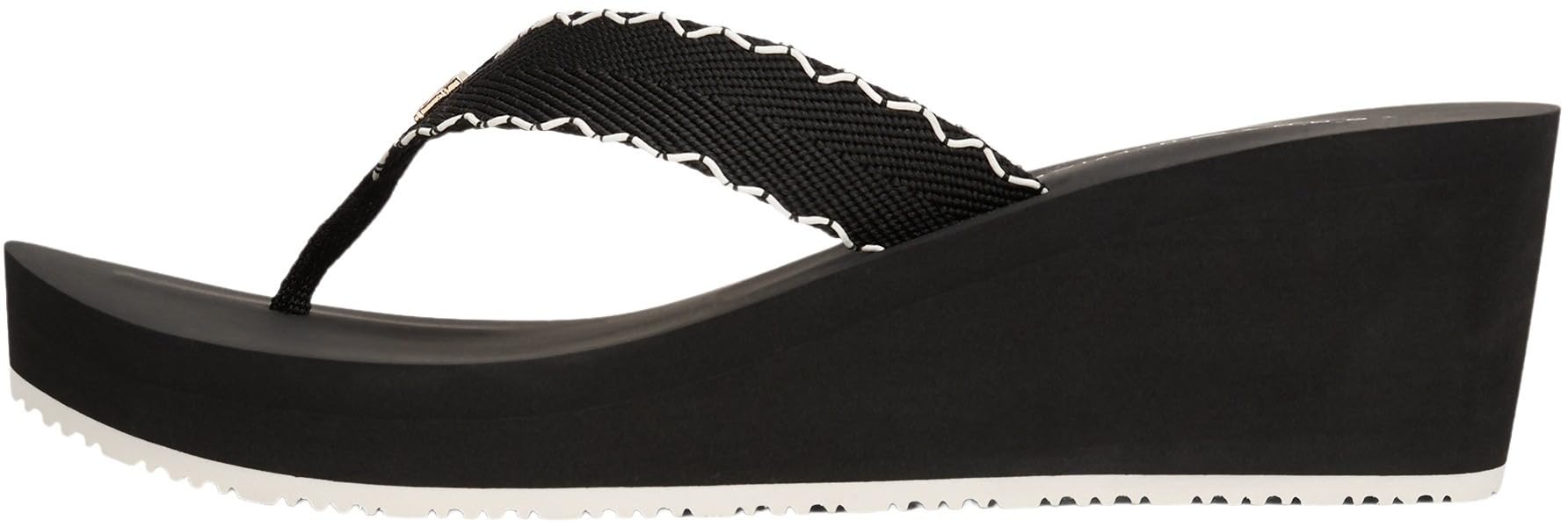 Tommy Hilfiger Women’s Beach Wedge Flip Flops, Black (Black), 6.5