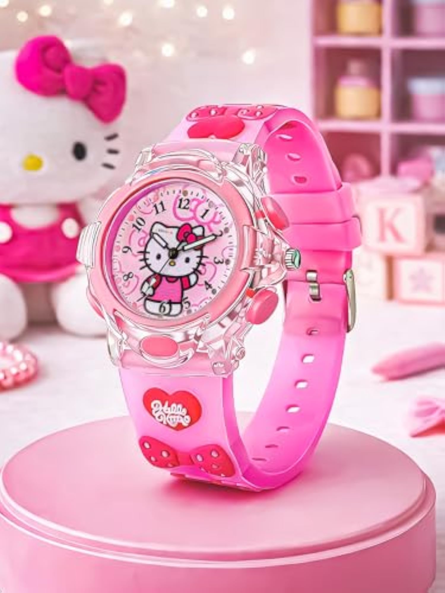 Kids Cute Cartoon Analog Watch with Disco Lights