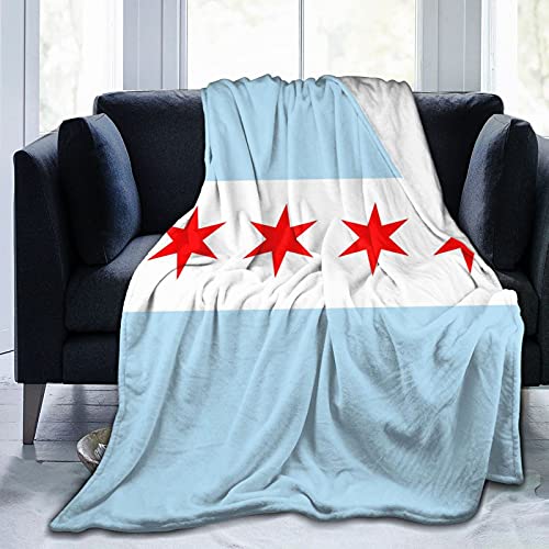 Chicago City Flag Super Soft Warm Fleece Blanket, Comfortable Fla...
