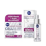 NIVEA Hyaluron Cellular Expert Filler Crema de Día FP30 (1 x 50 ml) + Sérum Rellenador (1 x 15 ml), con Ácido Hialurónico y Ácido Fólico, Crema Antiedad Hidratante Rellenador de Arrugas