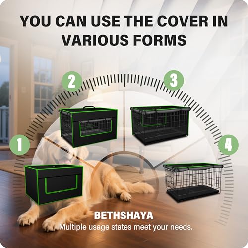 Dog Crate Cover - Durable 600D Polyester Protective Cage Cover for 24/30/36/38/42/48/54 Inch Dog Crate, Indoor Outdoor Kennel Cover (Black) - Image 6