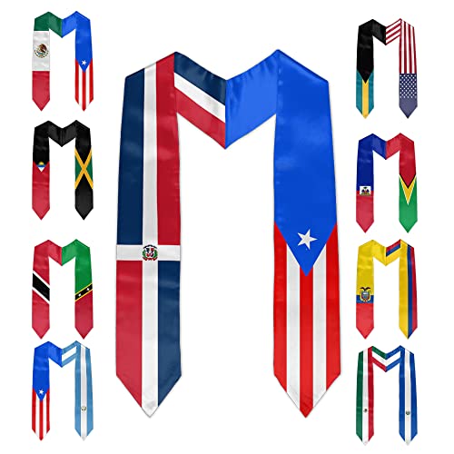 Vcmaluco Customized Graduation Stole Mixed Country Flag Graduation Sash for International Graduation Stole