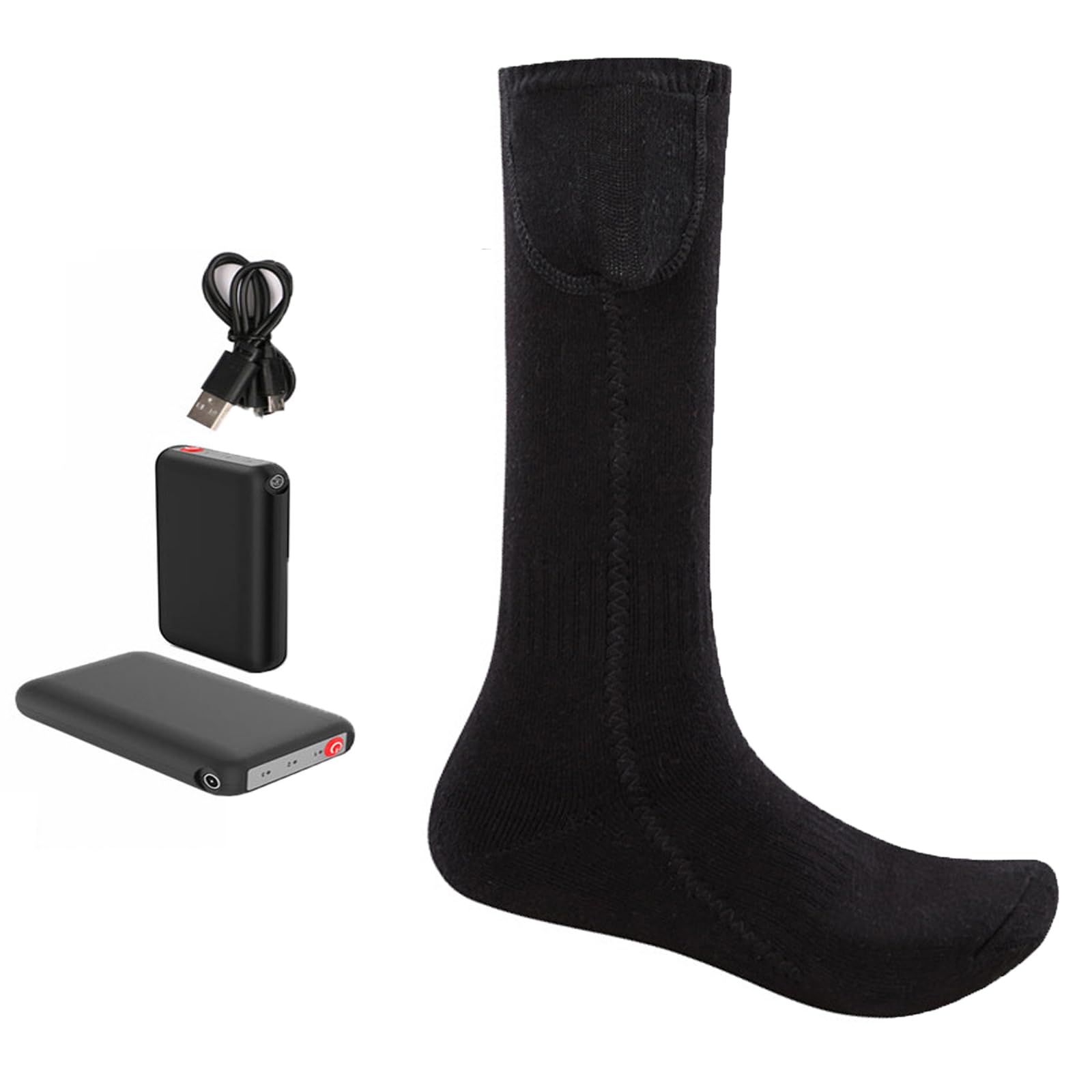 Calcetines calefactables para Hombres y Mujeres con Control Remoto de aplicación y 5000 mAh hasta 10 h Calcetines de esquí calentados Recargables 3 Niveles de Temperatura B Black