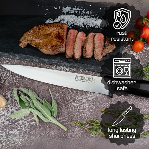 Rockingham Forge Range 20cm Carving Knife - Lightweight Sharp Stainless Steel Kitchen Knives with Black Handle - Image 5
