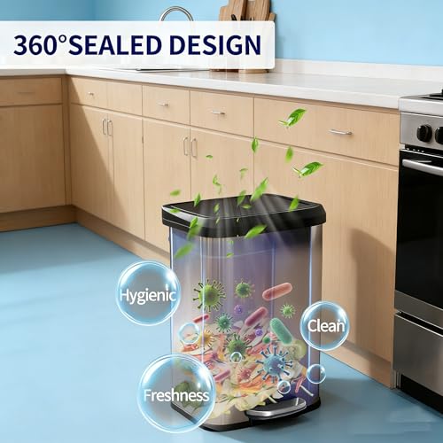 Caneca de basura rectangular de acero inoxidable 80L miniatura 3