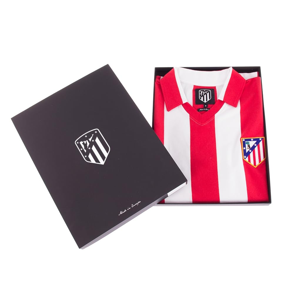 Copa - Camiseta de Fútbol - Hombre - Atletico Madrid 1985/86 - Retro - Manga Corta - Rojo/Blanco - 100% algodón