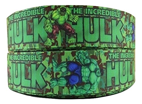 1 METRE INCREDIBLE HULK GREEN MARVEL CARTOON RIBBON 1" 25MM