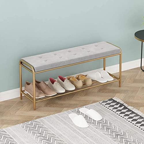 Tabouret empilable d'entrée gain de place avec support de rangement en fer