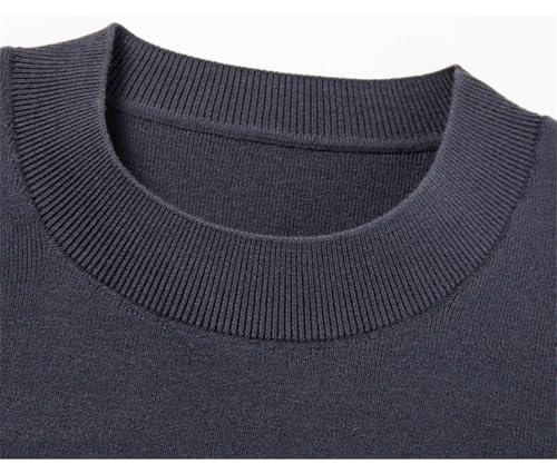 Men Spring Autumn Casual Wool Basic Clothes Slim Mock Neck Jumper Short Sleeve Male Knit Tops3