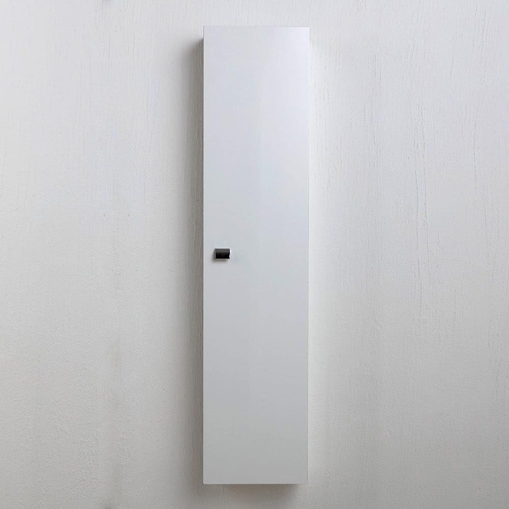 Kiamami Valentina Columna baño suspendida Simply Blanco Brillo compacta | Medidas 31x16x136 cm, 1 puerta derecha, 5 estantes internos, laminado, tirador cromado, mueble baño compacto