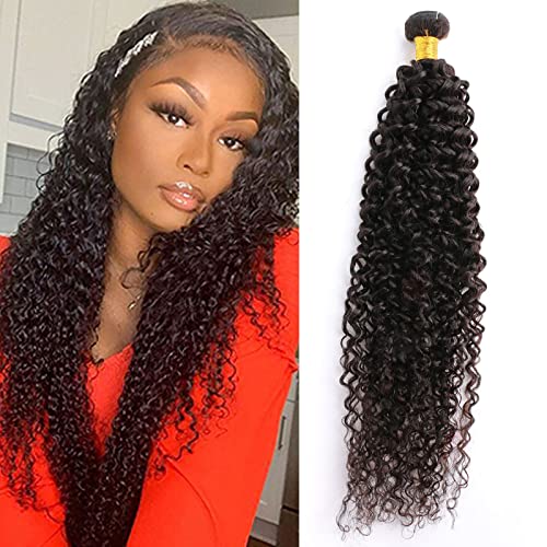 Huarisi 1 Bundle Kinky Curly Bundles 28 Inch Long Curly Weave Human Hair 8a Unprocessed Brazilian Virgin Hair Extensions 100g Sew in for Black Women