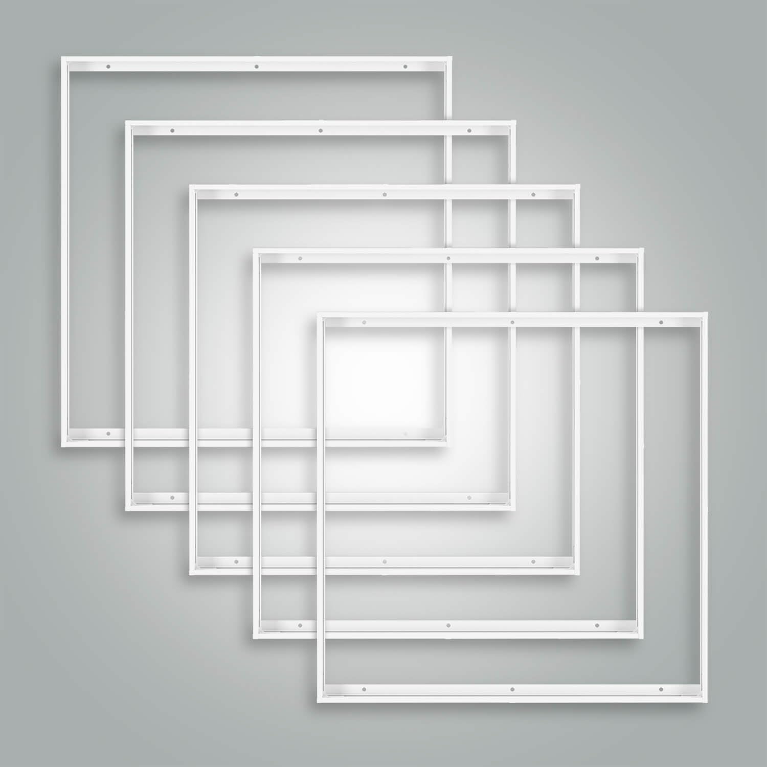 Aluminium Rahmen 62,5x62,5cm weiß für LED Panel 62x62cm Rasterleuchte Deckenleuchte 628x628x43mm