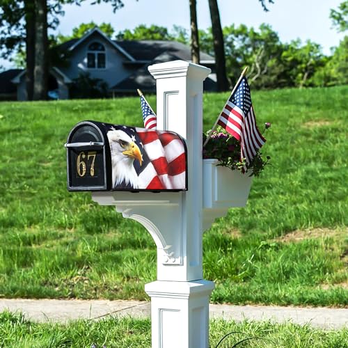 American Flag Mailbox Covers Magnetic Memorial Day Outdoor Decorations American Eagle Welcome Mailbox Wraps 4th of July Post Letter Box Cover Garden Decor Standard Size 18" X 21"