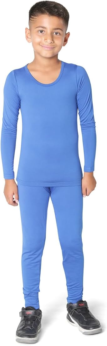 Boys Thermal Top and Bottom Underwear Set; Long Johns for Kids; Base Layer Set for Cold Weather; Microfleece Moisture Wicking