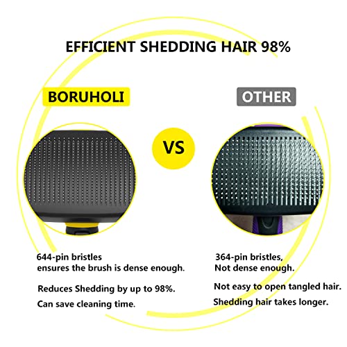 Boruholi Self-Cleaning Slicker Dog/Cat Brush And Comb Kit,Cat/Dog Brush And Comb For Shedding And Grooming Long/Short Hair And Large/Small Dogs, Cats, Rabbits, Pets - Dematting Comb. (Yellow) #TOP5