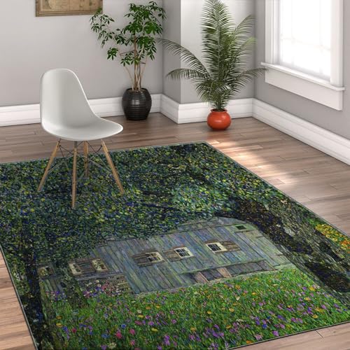 Tapis ferme en Haute-Autriche style Klimt vert 100x150cm pour salon et cuisine - 4
