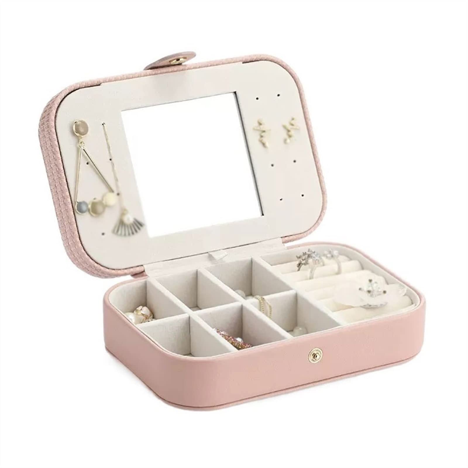 HDBCYUAZ Small Jewelry Box Exquisite Necklace Earrings Ring Storage Compartment Convenient to Carry(B)