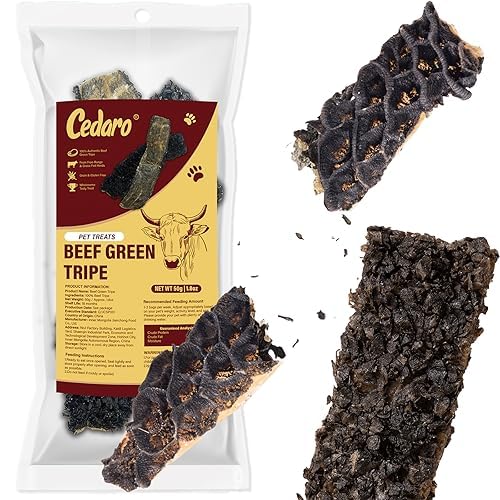 Cedaro Green Beef Tripe Dog & Cat Treats Air-Dried Grass-Fed Beef Tripe Chews Single Ingredient High Protein Natural Snacks for Dogs & Cats of All Breeds