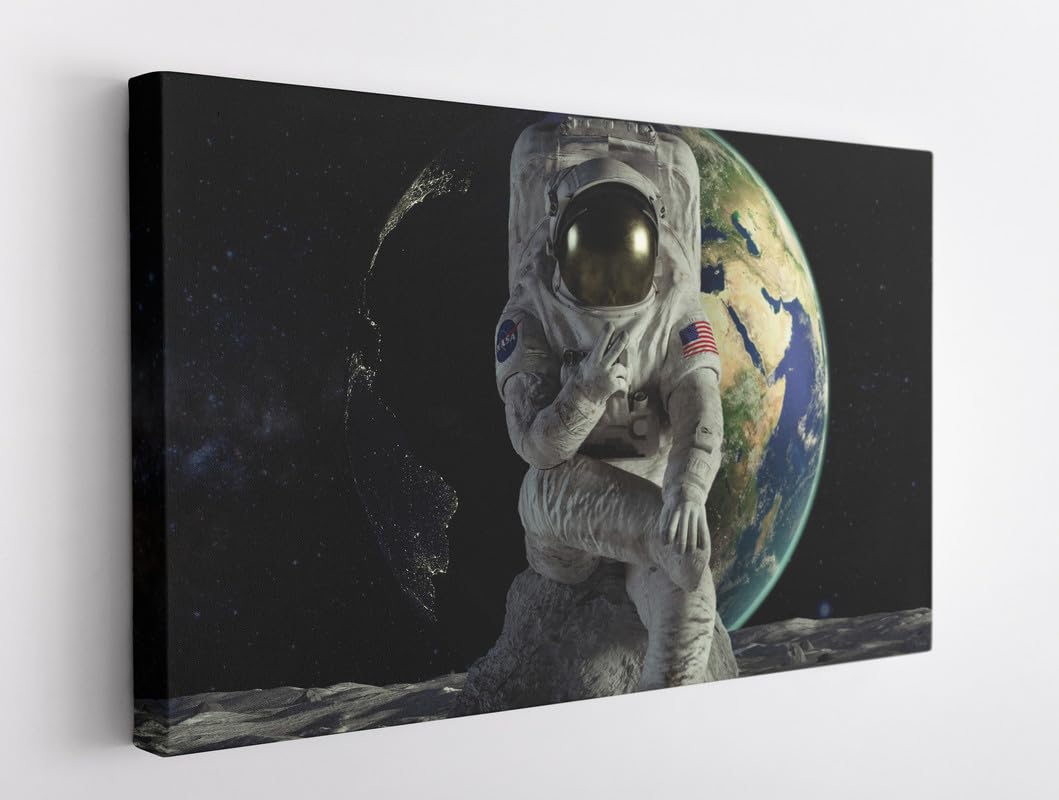 BPA® Astronaut On The Moon Victory Canvas For Home And Office Décor (40x60)