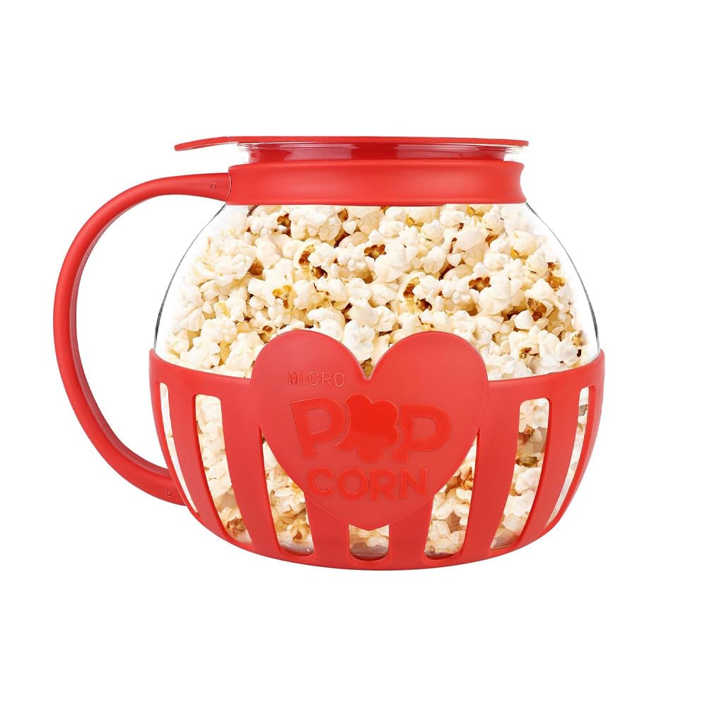 Przyrząd do robienia popcornu w kuchence mikrofalowej, szkło borokrzemowe, nadaje się do mycia w zmywarce, na spotkania, imprezy, pikniki, czerwony