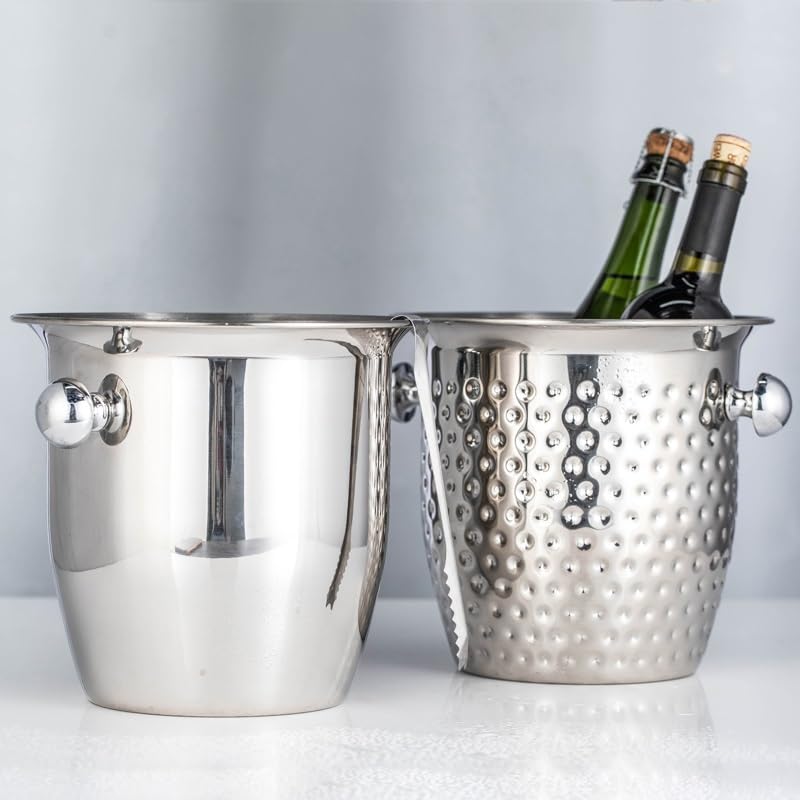 Secchiello per il ghiaccio in acciaio inox, grande bacinella per champagne, secchiello per il ghiaccio con doppio manico per vino rosso, secchiello per il ghiaccio per la casa, secchiello per cocktail