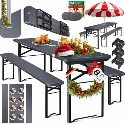KESSER® Bierzeltgarnitur 3 teilig Gartenmöbel-Set | Klappbar 170 x 46