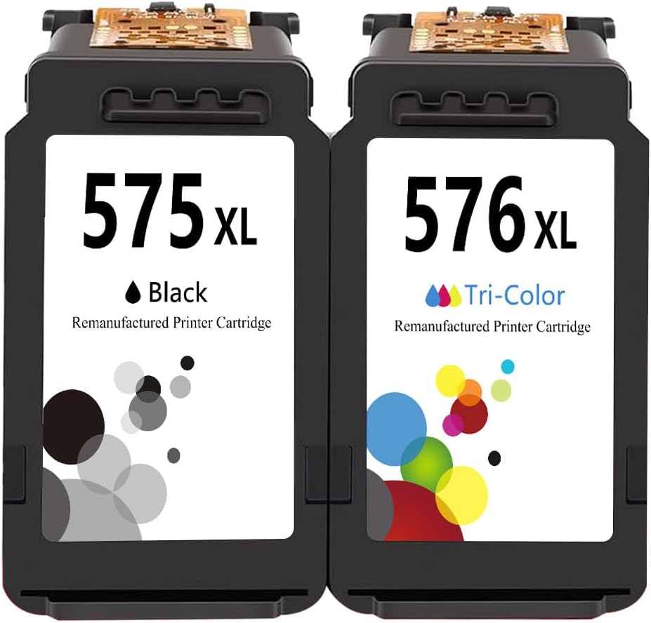 LEBOK Remanufactured Ink Cartridges for Canon PG-575XL CL-576XL - Compatible with Canon TS3550i, TS3551i, TR4750i, TR4751i Printers - High Yield 2-Pack (Black Color)