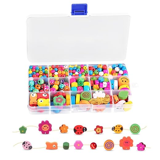 HMCEY 400 Pezzi Perle di Legno da Infilare,Perline di Legno Colorate per Bambini,Perline Naturali Con Foro,Gioco Delle Perlines In Legnos Montessori,Multicolore Perlines Artigianali per Regali
