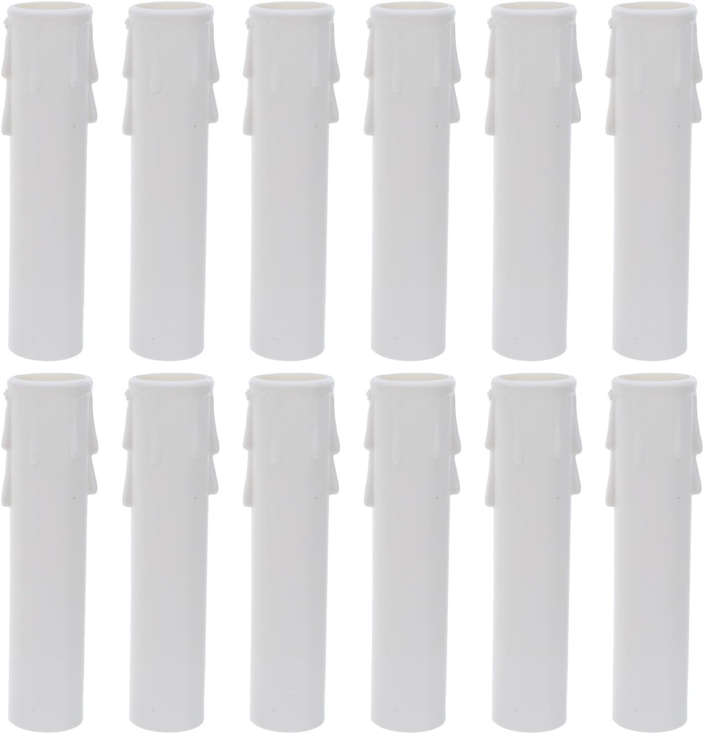 BESTonZON 12pcs E14 Candle Socket Covers Sleeves for Chandelier Installation, Vintage Style Pvc Drip Candle Sleeves, 4.13 Inch Tall, Easy Installation, Fits Standard E14 Bases, Beige Color