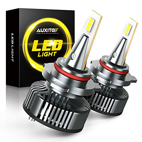 AUXITO 9012/HIR2 LED Light Bulbs Mini Size 80W 16,000LM Per Pair CanBus Ready Conversion Bulb Kit, 6500K White, Pack of 2