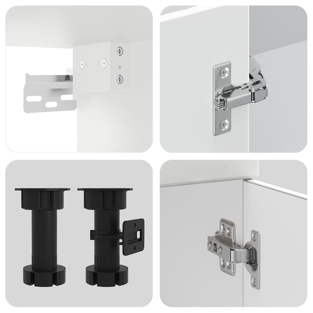 Set di mobili da cucina Kalmar, 7 pezzi, mobile da cucina bianco in legno, mobili da cucina moderni con pensili e pannello per lavastoviglie