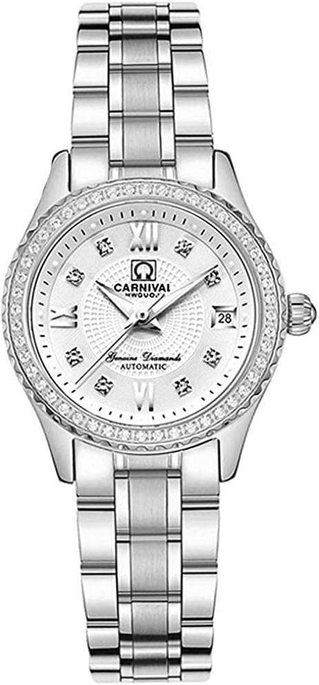 BESTKANG Luxury Watches Automatic Women's 50M Waterproof Calendar Stainless Steel Mechanical Watch Self Winding